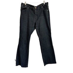Plus petite size 16 women's faded black bootcut / boot cut jeans